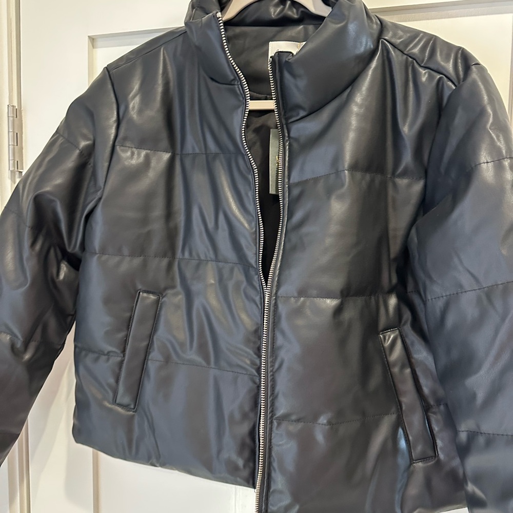 ACTIVE USA FAUX LEATHER COAT W/ ZIP CLOSURE